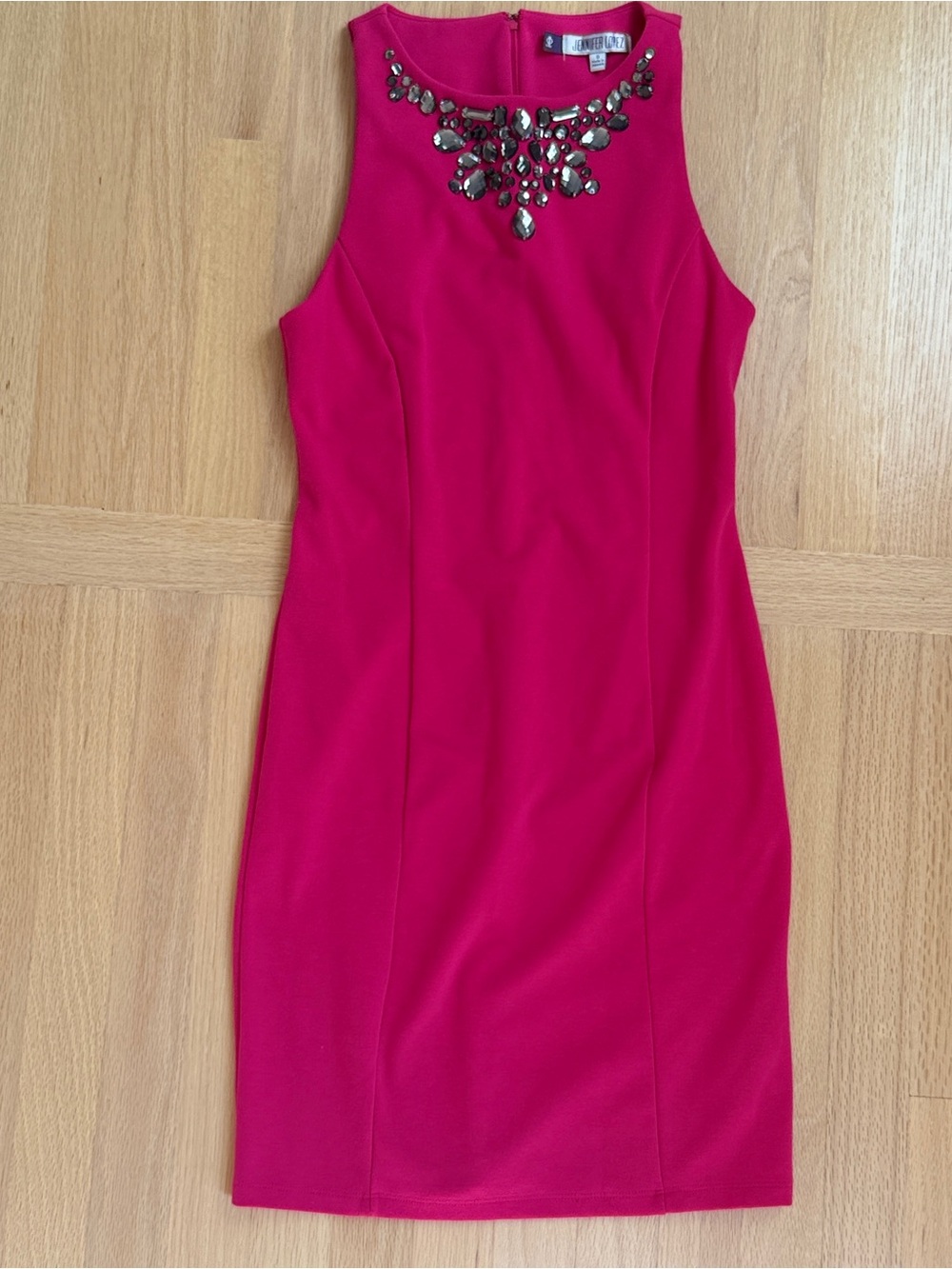 Jennifer Lopez Hot Pink Sleeveless Jewel-Neck Mini Dress size 0